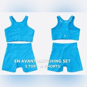 En Avant Matching Set Turquoise Biker Shorts Medium Sports Bra Small